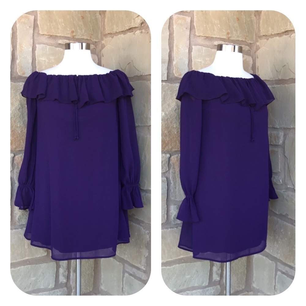 NWT Xtraordinary Purple Ruffle Off Shoulder Top S